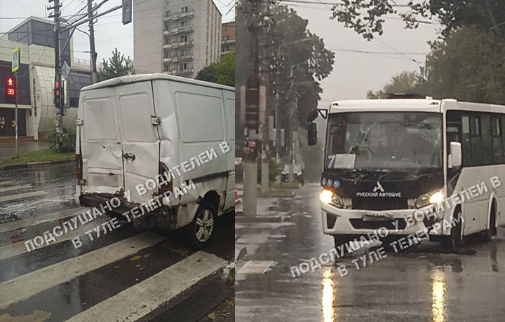 На улице Оружейной в Туле произошло ДТП с участием автобуса