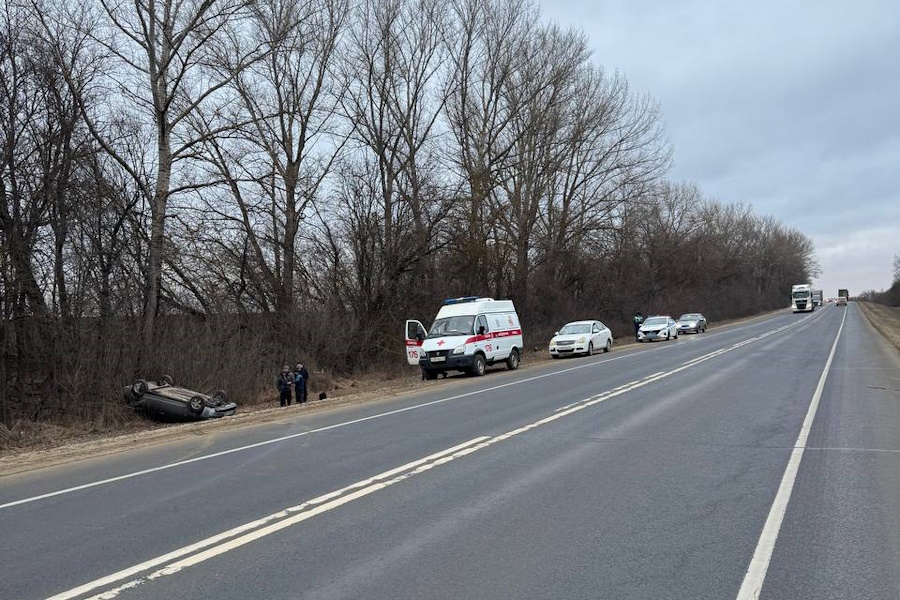 Lada Priora слетела в кювет и перевернулась на трассе в Плавском районе