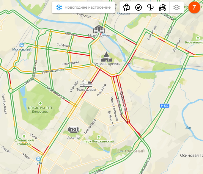 Пробки тула на карте в туле сейчас