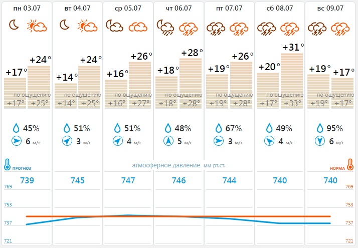 Прогноз погоды на эту неделю в Тульской области / «Фобос»