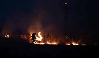 В Тульской области после падения беспилотника произошел пожар в поле