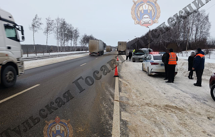 В Киреевском районе на трассе М-4 столкнулись Renault и КАМАЗ