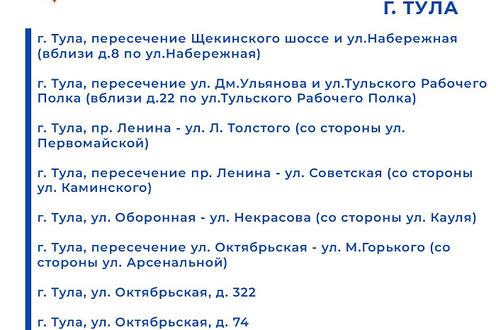 В тульской Госавтоинспекции назвали все точки, где расположены дорожные камеры