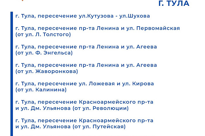 В тульской Госавтоинспекции назвали все точки, где расположены дорожные камеры