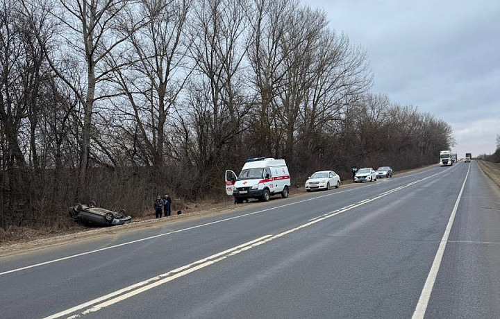 Lada Priora слетела в кювет и перевернулась на трассе в Плавском районе