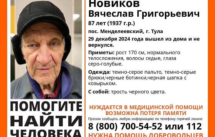 В Туле пропал 87-летний пенсионер