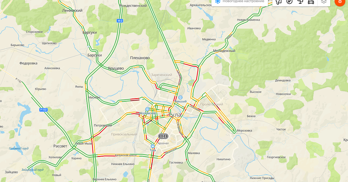 Тула пробки сейчас онлайн карта смотреть в туле