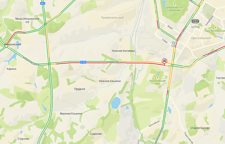 Калужское шоссе в Туле встало в пятикилометровую пробку